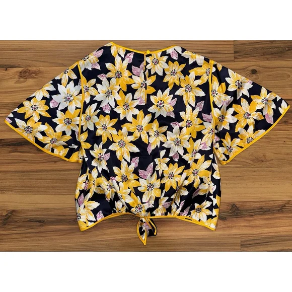 Cinq A Sept Kristi Silk Floral Tie Front Top Women’s S Feminine Preppy Summer - Picture 2 of 8